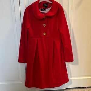 Lilt Red Kids Pea Coat with Gold Buttons with Polka Dit Dress